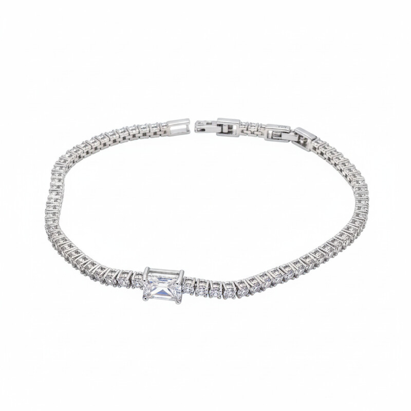 2.5mm TENNIS BRACELET WITH CENTER STONE WITH SPECIAL LOCK ASJ13534BR