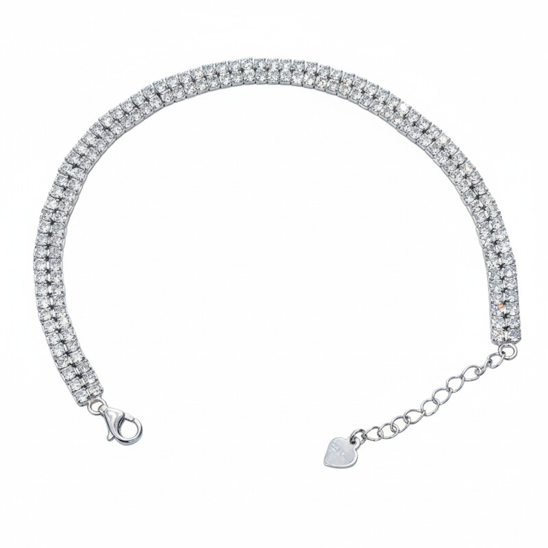 2.0MM DOUBLE TENNIS BRACELET WITH EXTENSION 16+5cm ASJ13800BR2