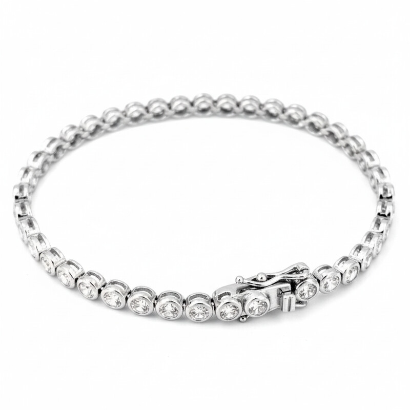 2mm TENNIS BRACELET ROUND CZ BEZEL SET 17cm.. ASJ15369BR17