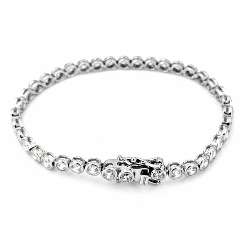 2mm TENNIS BRACELET ROUND CZ BEZEL SET 18cm.. ASJ15369BR19