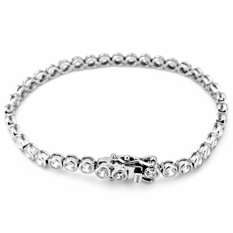 2mm TENNIS BRACELET ROUND CZ BEZEL SET 19cm.. ASJ15369BR20