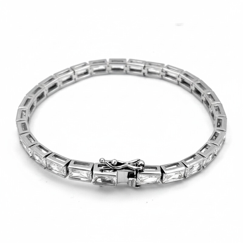 2X4mm TENNIS BRACELET BAGUETTE CZ STONES 18cm.. ASJ15371BR18