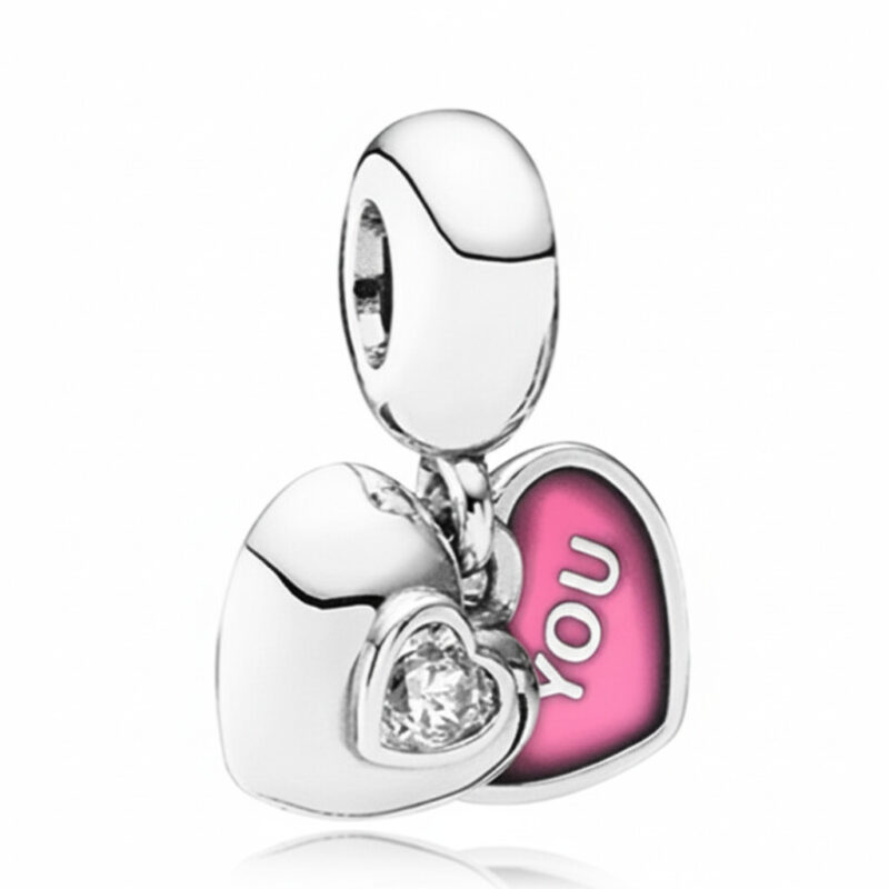 2 PART HEART CHARM CZ & ENAMEL ASJ8310CH