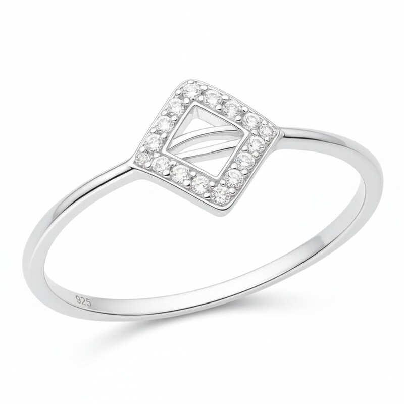 LIGHT WEIGHT CZ SQUARE SHAPE RING…. PASJ15386R-S9